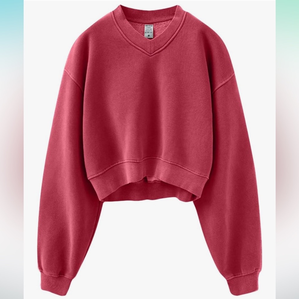 Women’s Red cropped V-neck Sweatshirt